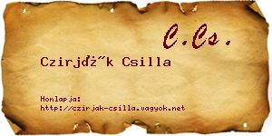 Czirják Csilla névjegykártya